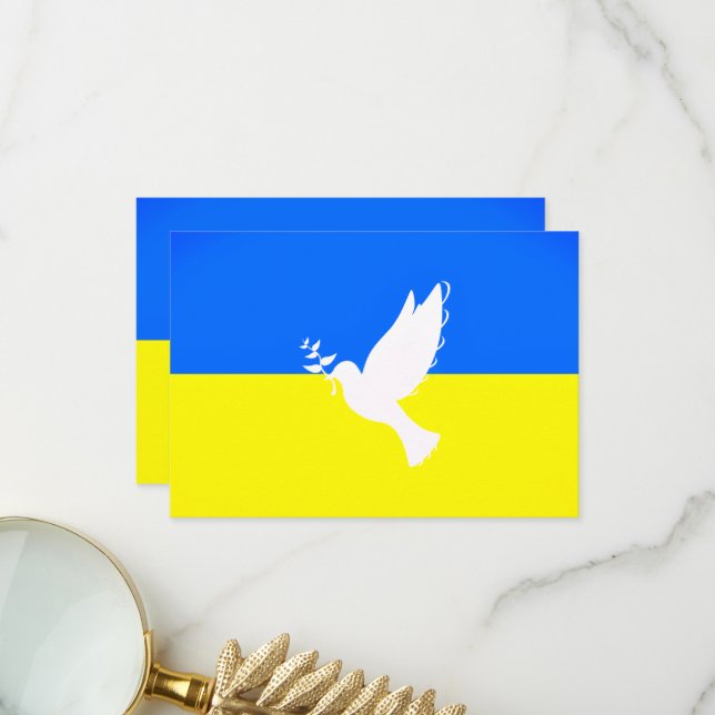 Ukraine Flag Card Support Freedom Peace Dove (Front/Back In Situ)