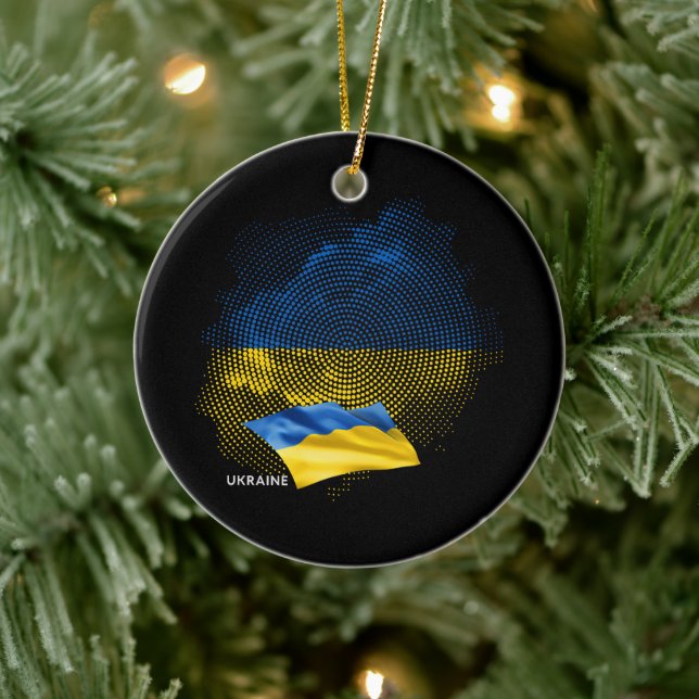 Ukraine flag ceramic ornament (Tree)