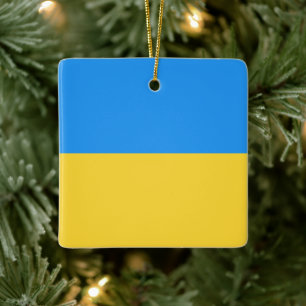 Ukraine flag ceramic ornament