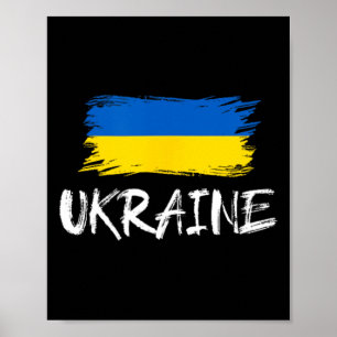 Ukraine Flag Clic Ukrainian Pride Brushed Souvenir Poster