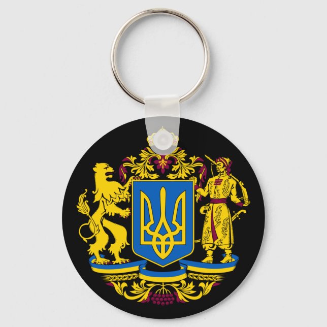 Ukraine flag Coat of arms tryzub National symbol  Keychain (Front)