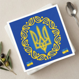 Ukraine, Flag, Coat of Arms, Tryzub Ukrainian Rep Napkin