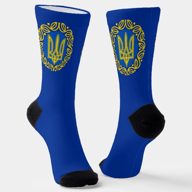 Ukraine, Flag, Coat of Arms, Tryzub Ukrainian Rep Socks (Angled)