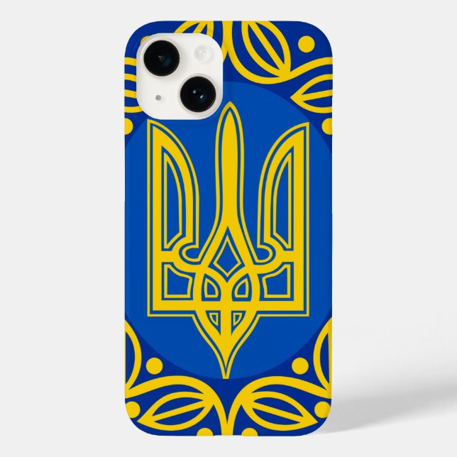 Ukraine, Flag, Coat of Arms, Ukrainian Tryzub Case-Mate iPhone Case (Back)