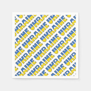 Ukraine Flag Colours Typography Pattern Hearts Napkin