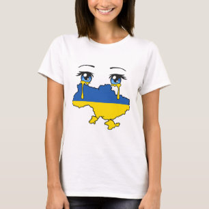 Ukraine Flag Crying Tears For Ukraine 1  T-Shirt