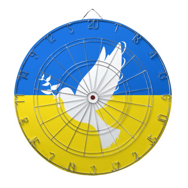 Ukraine Flag Dartboard Dove of Peace - Freedom (Front)