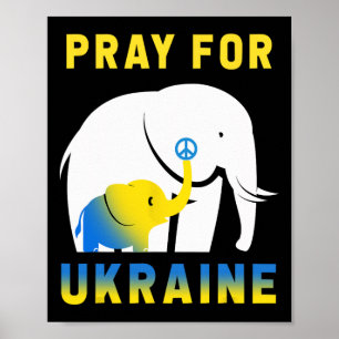 Ukraine Flag Elephant Vintage Ukrainian Ukraine Poster