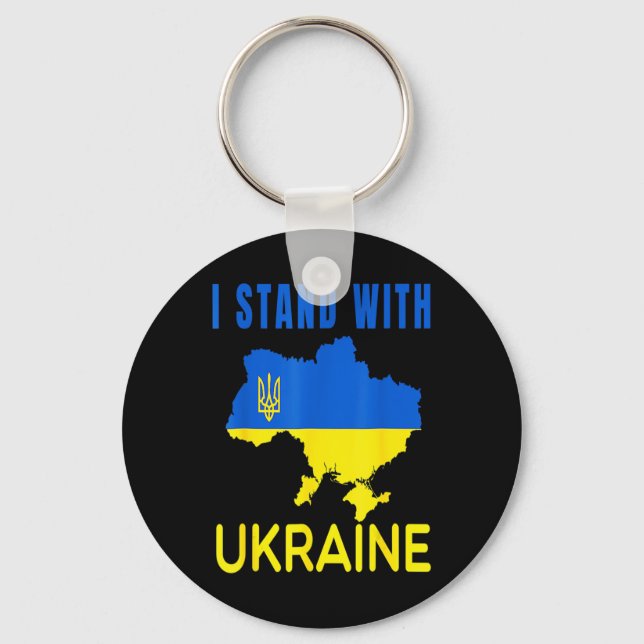 Ukraine flag emblem map patriot   keychain (Front)