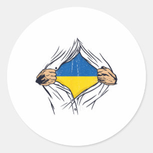 Ukraine Flag For Ukraines With Pride In Their Hear Classic Round Sticker