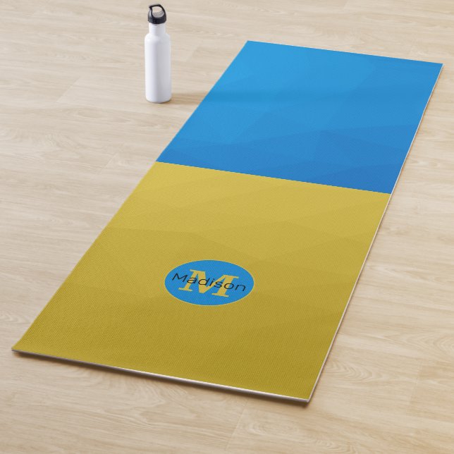 Ukraine flag geometric pattern mesh Monogram Yoga Mat (In Situ)