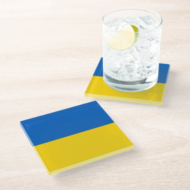 Ukraine flag glass coaster (Angled)