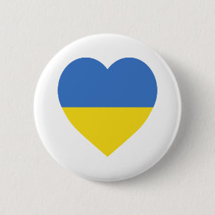 Ukraine Flag Heart 2 Inch Round Button