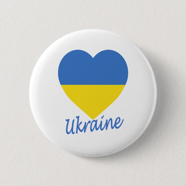 Ukraine Flag Heart 2 Inch Round Button (Front)