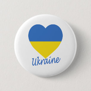 Ukraine Flag Heart 2 Inch Round Button
