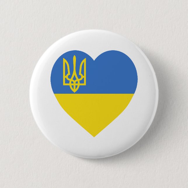 Ukraine Flag Heart 2 Inch Round Button (Front)