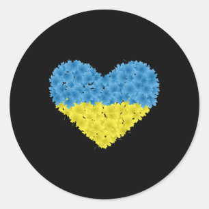 Ukraine Flag Heart Abstract Men Women Kids Teens P Classic Round Sticker