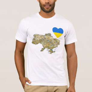 Ukraine Flag Heart and Map T-Shirt
