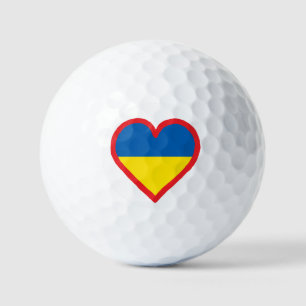 Ukraine Flag Heart Design Golf Balls