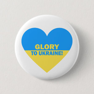 Ukraine Flag Heart Glory To Ukraine 2 Inch Round Button