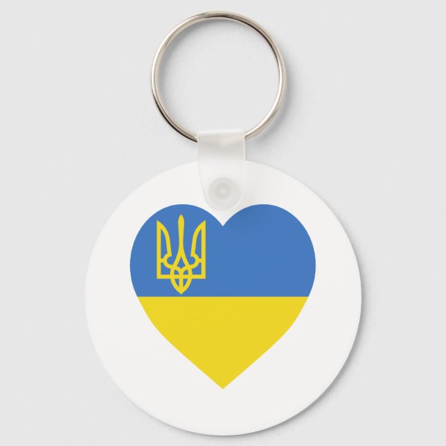 Ukraine Flag Heart Keychain (Front)