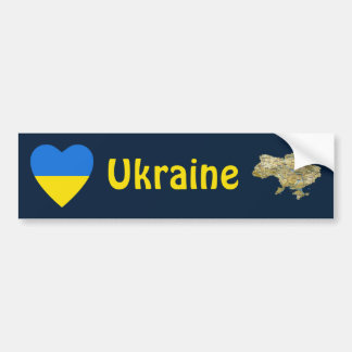 Ukraine Flag Heart + Map Bumper Sticker