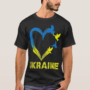Ukraine Flag Heart Peace Dove Love Ukraine Ukraini T-Shirt