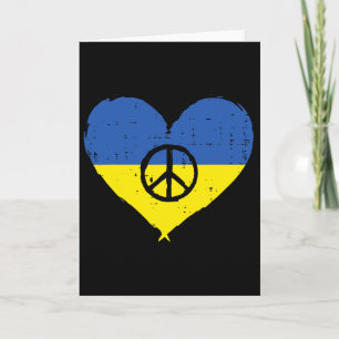 Ukraine Flag Heart Peace Sign Retro Ukrainian Wome Card