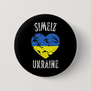 Ukraine Flag Heart Simeiz City  2 Inch Round Button