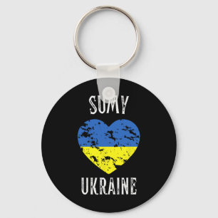 Ukraine Flag Heart Sumy City  Keychain