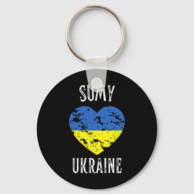 Ukraine Flag Heart Sumy City  Keychain (Front)