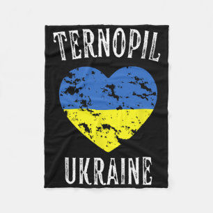 Ukraine Flag Heart Ternopil City Fleece Blanket