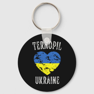 Ukraine Flag Heart Ternopil City Keychain