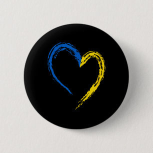 Ukraine Flag Heart Vintage Ukrainian Lovers Ukrain 2 Inch Round Button