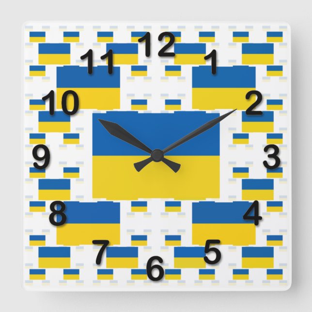 Ukraine Flag in Multiple Colourful Layers 2 Square Wall Clock (Front)