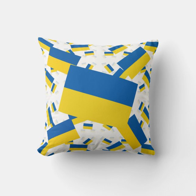 Ukraine Flag in Multiple Colourful Layers Askew Throw Pillow (Front)