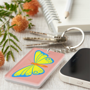 Ukraine Flag Inspired Blue Yellow Butterfly Keychain