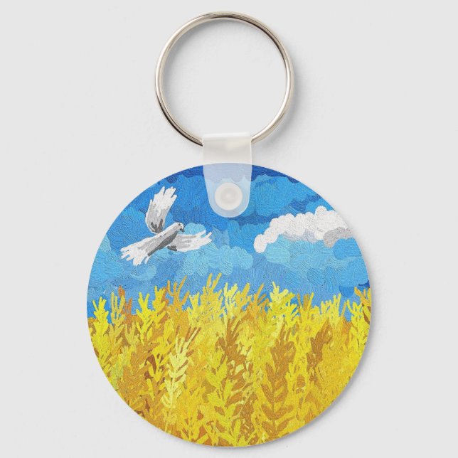 Ukraine Flag Landscape Keychain (Front)