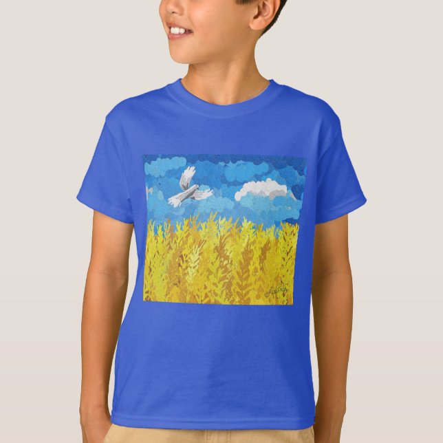 Ukraine Flag Landscape T-Shirt (Front)