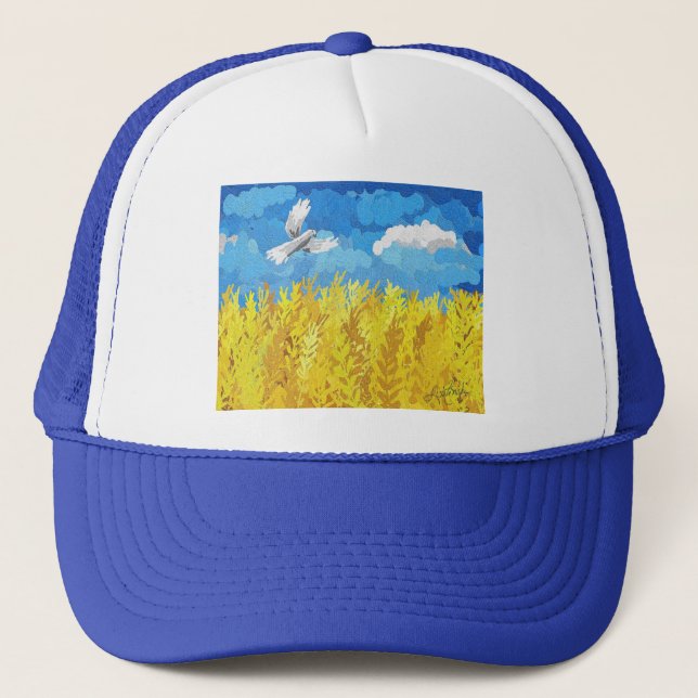 Ukraine Flag Landscape Trucker Hat (Front)