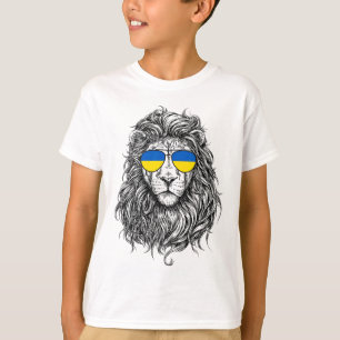 Ukraine Flag Lion Sungles Ukraine Gifts Love Ukrai T-Shirt