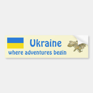 Ukraine Flag + Map Bumper Sticker