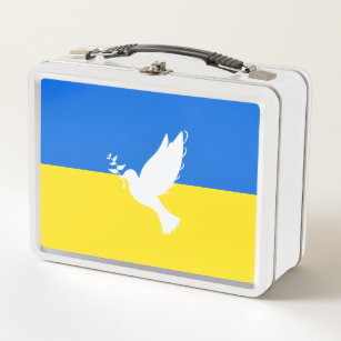 Ukraine Flag Metal Lunch Box Dove of Peace Freedom