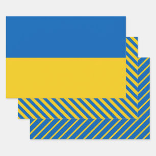 Ukraine Flag Modern Striped Pattern Wrapping Paper Sheet