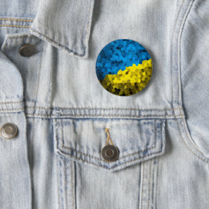 Ukraine flag mosaic 2 inch round button