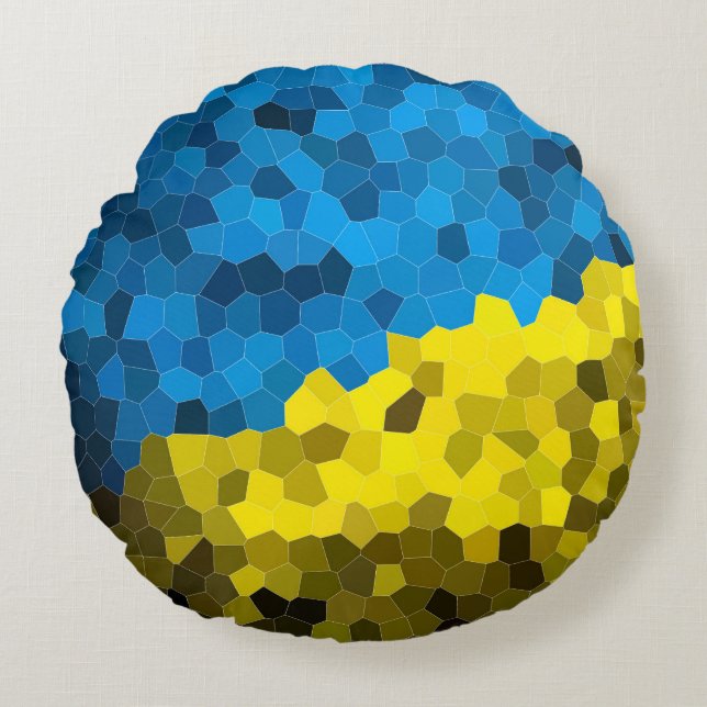Ukraine flag mosaic round pillow (Front)
