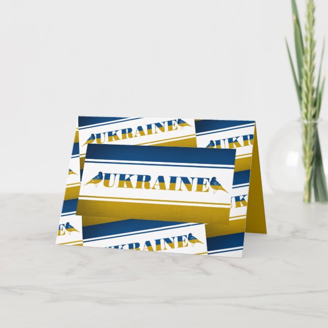 Ukraine Flag, National Nightingale Birds Card (Front)