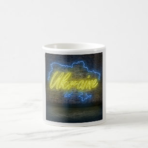 Ukraine Flag Neon Sign Coffee Mug