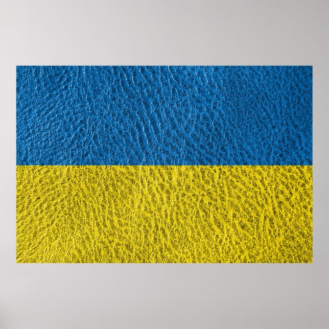 Ukraine flag on leather poster (Front)
