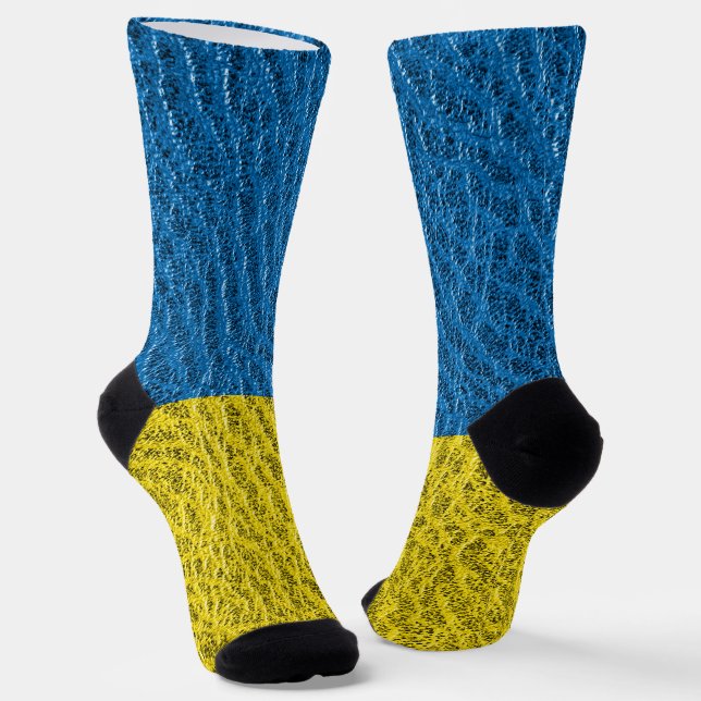 Ukraine flag on leather socks (Angled)